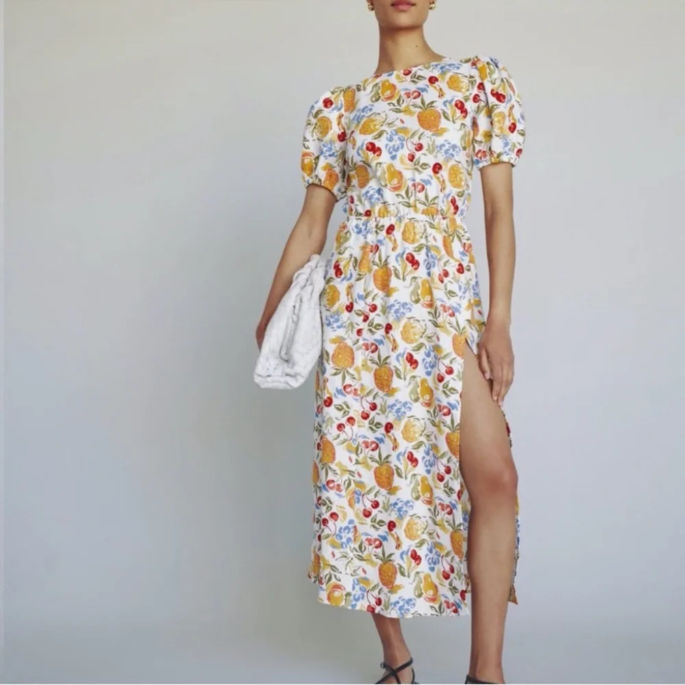 Reformation Anneliese Linen Dress in Fruit Cocktail - Picture 1 of 13